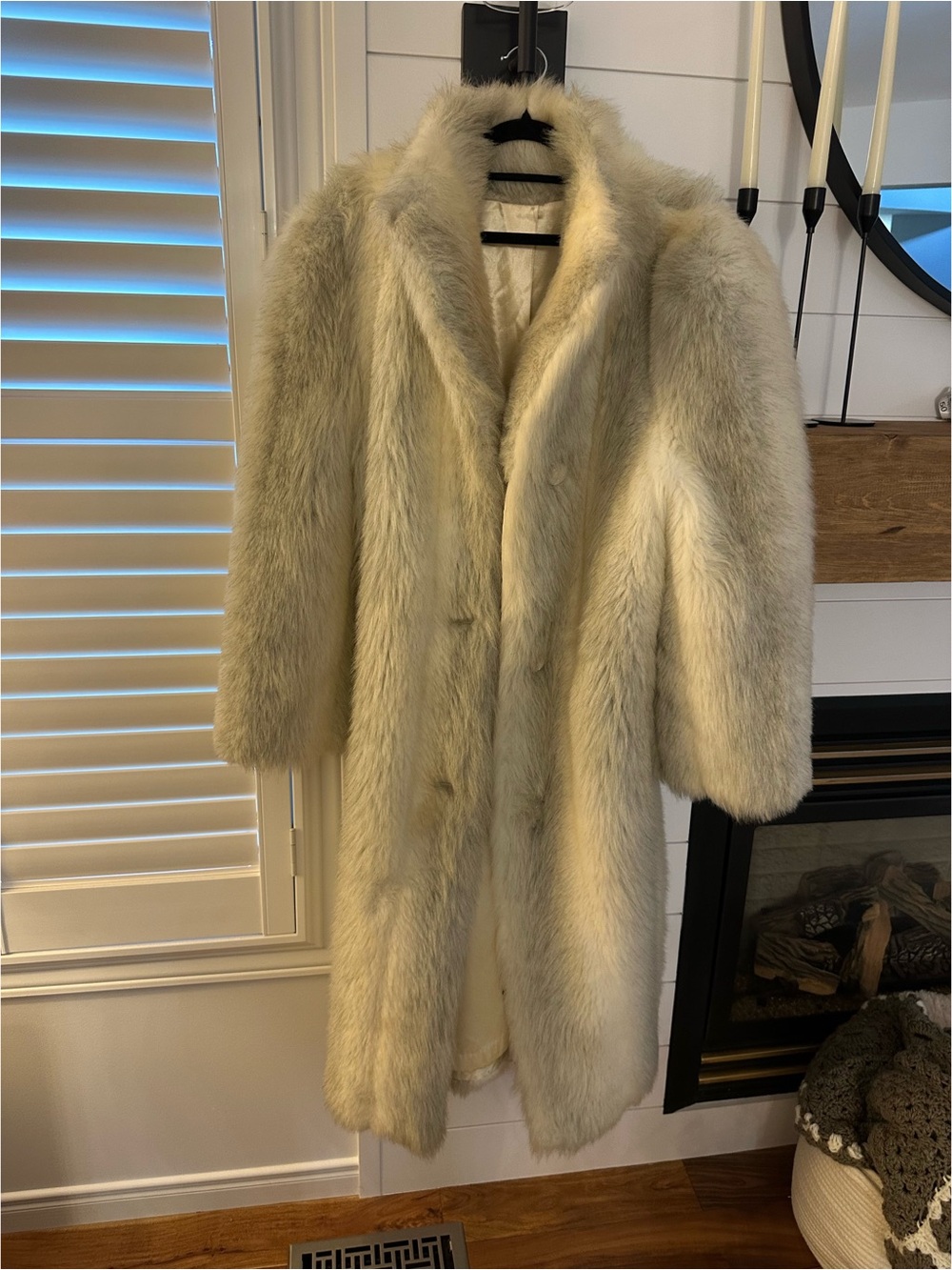 Vintage Sears Cream Faux Fur Long Women's Coat